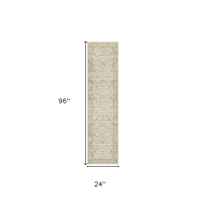 HomeRoots Floral Persian Runner Area Rug - 2' X 8'