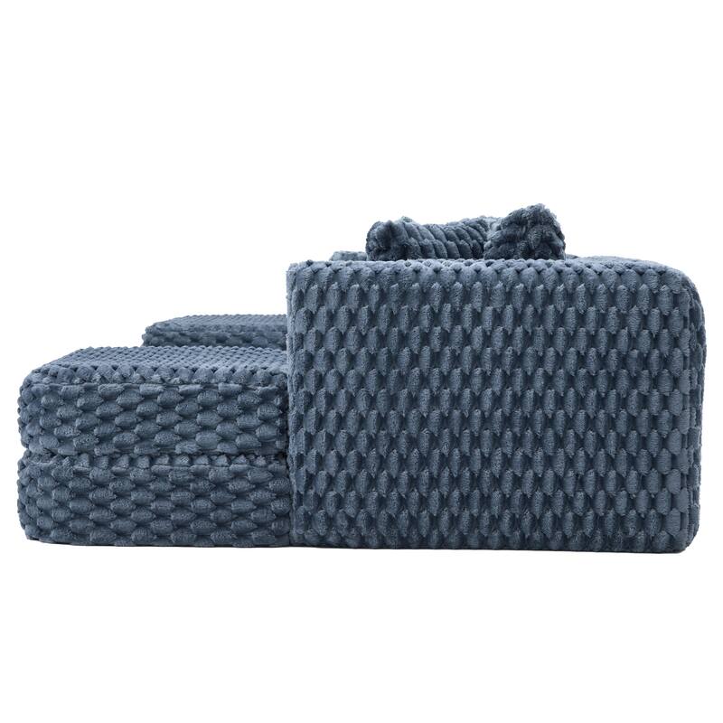 GDFStudio - 135" 6-Seat Modular Bubble Velvet Boneless Sectional Sofa