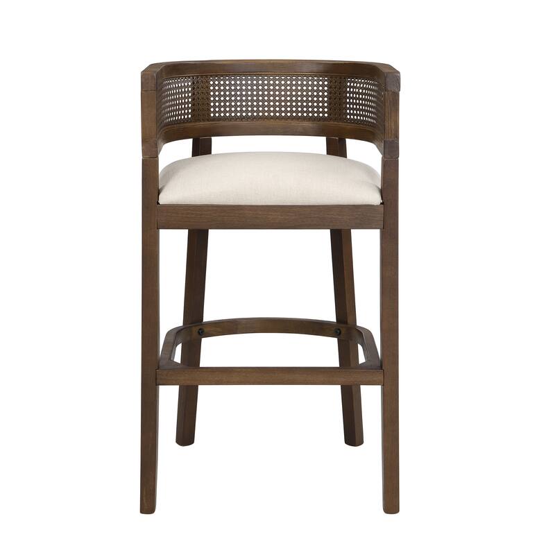 Christopher Knight Home-Glovers Wood And Rattan Upholstered Bar Stools Set of 2