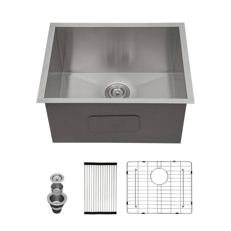 Undermount 16 Gauge Single Bowl Stainless Steel Kitchen Sink in Brushed Nickel