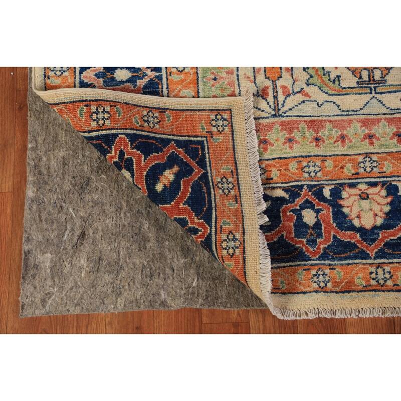 All-Over Heriz Serapi Vegetable Dye Area Rug Handmade Wool Carpet - 6'11"x 9'10"