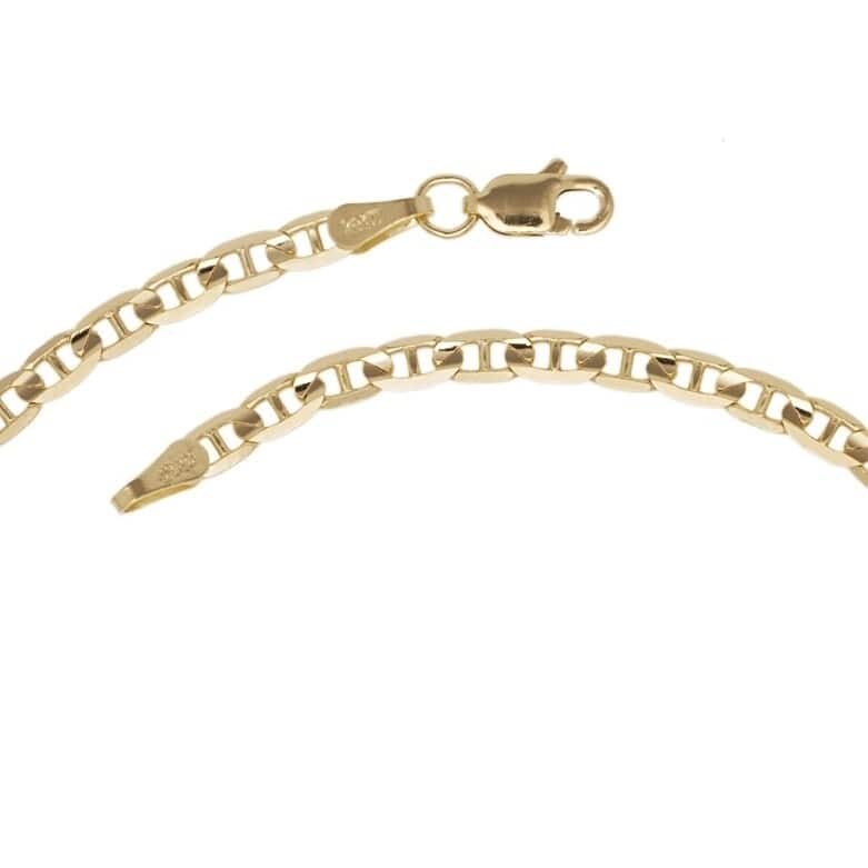 14k Yellow Gold 10-Inch Wide Concave Anchor Chain Anklet - Orange