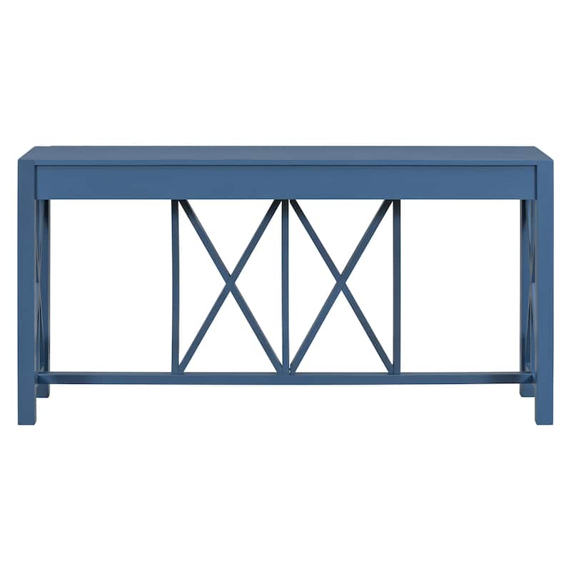 Entryway Table Navy Blue Console Table with 4 Drawers, Sofa Table Side Table Corridor Table with Open Storage