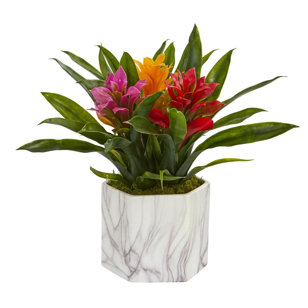 Artificial African Violet Plants Set of 6 - 9 Inch Fake Plants for Home Decor - Multicolor - 15