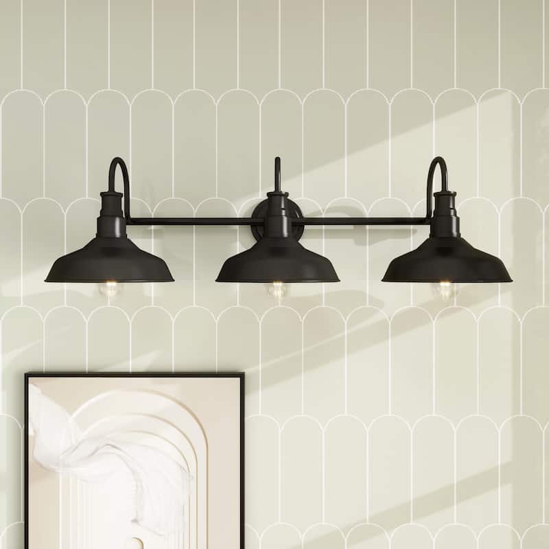 Industrial 3-light Black Metal Bathroom Vanity Light - Black