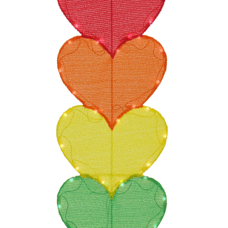 National Tree Company 63 in. Stacked Rainbow Hearts with LED Lights