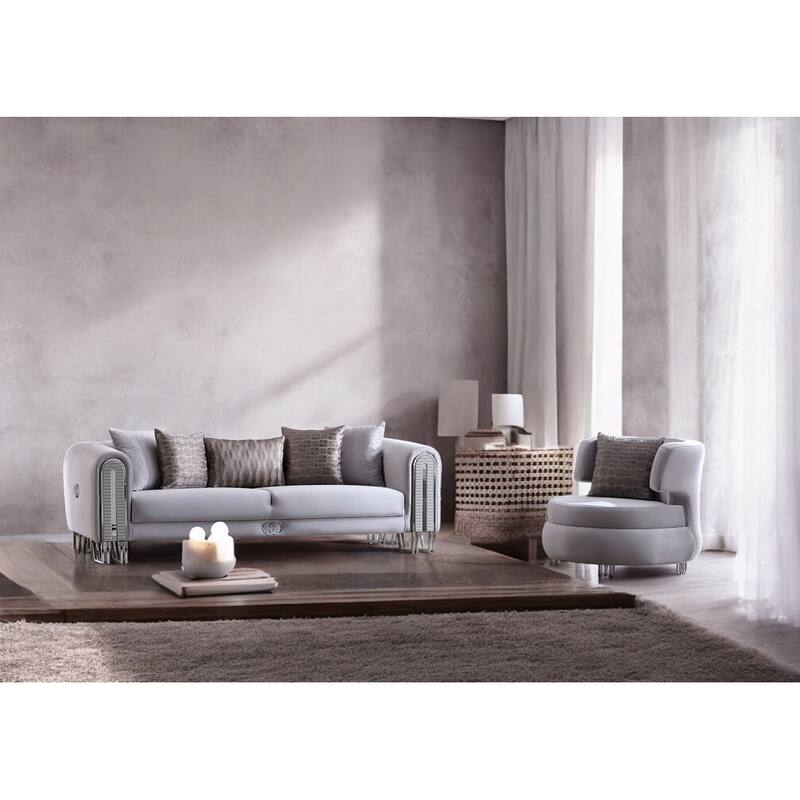 ZenRest 2 Pieces Living Room Sets 1 Sofa 1 Chair - Grey