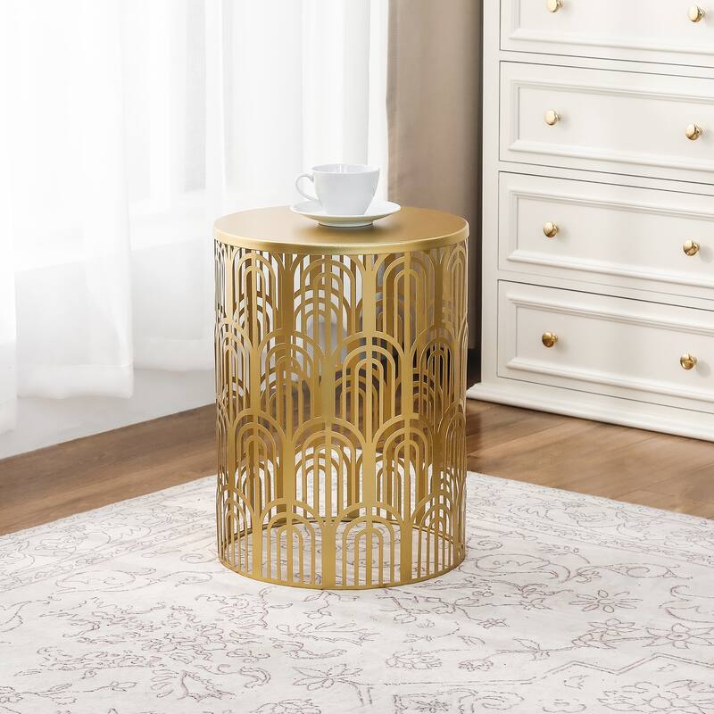 Adeco Set of 2 Round Metal Nesting Side End Tables Set - set of 2