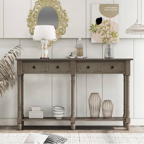 Console Table Sofa Table with Two Storage Drawers and Bottom Shelf - 58*11.1*34INCH