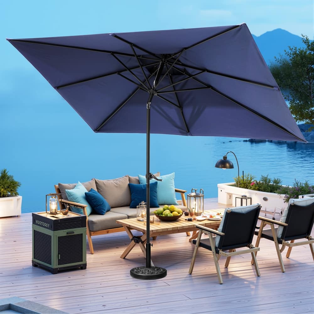 10 x 6.5 Ft Double Top Market Patio Umbrella with Base