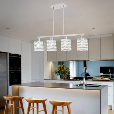4 Lights Crystal Chandeliers Modern Pendant Lighting Fixtures