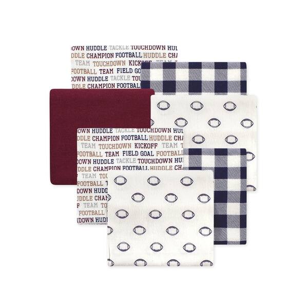 slide 1 of 1, Little Treasure Hudson Baby Boys Cotton Poly Flannel Receiving Blankets Multipack, Burgundy Football, 30x30 inches 30x30 inches - Burgundy Football