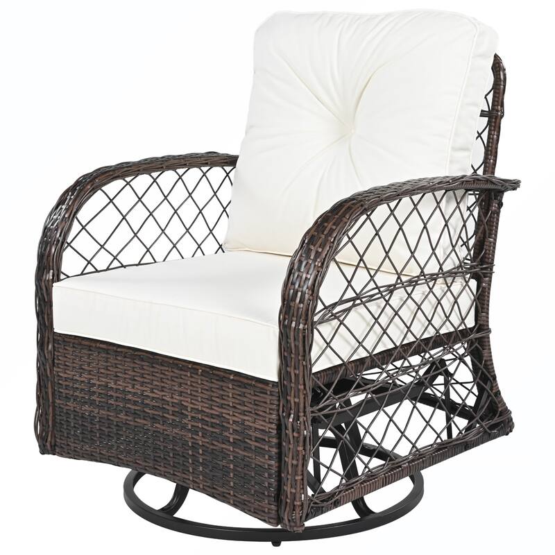 3PCS Rattan Swivel Chair and Table Set