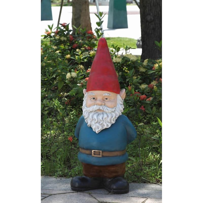 Bobblehead Gnome with Hands Behind Outdoor Garden Statue - 34"
