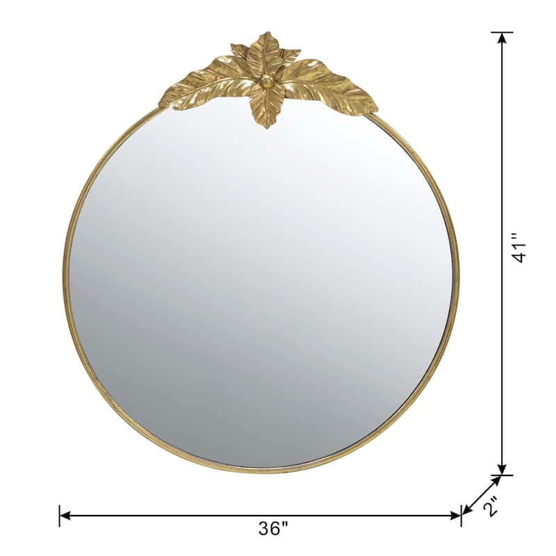 Round Wall Mirror with Gold Metal Frame
