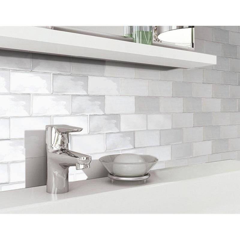 The Tile Life Metro 12x11 Grey/ White Brick Porcelain Backsplash Wall Tile