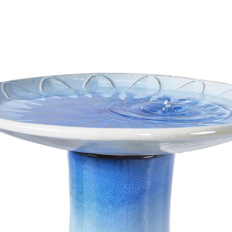 Anmytek Ceramic Bird Bath for Outside Tall Pedestal Glazed Birdbaths