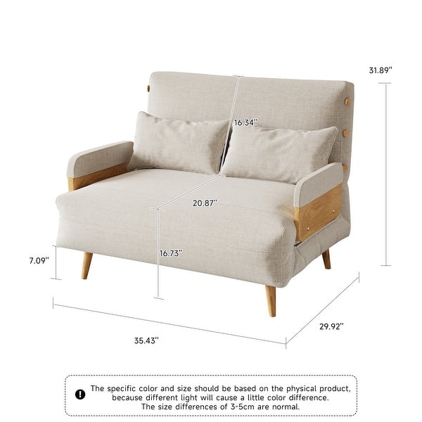 dimension image slide 18 of 22, JASIWAY Modern Upholstered Convertible Sofa Bed