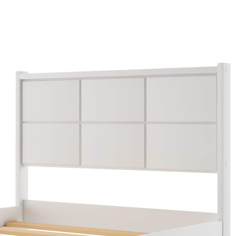 AOOLIVE Platform Bed with Headboard and Footboard, Twin, White