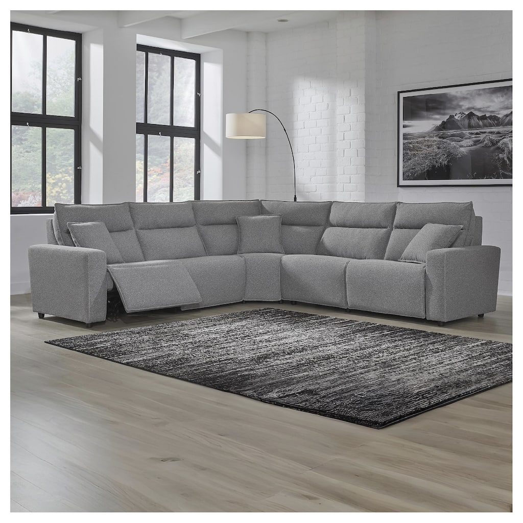 Signature Design by Ashley Modmax Gray 5-Piece Power Reclining Sectional - 125" W x 125" D x 41" H