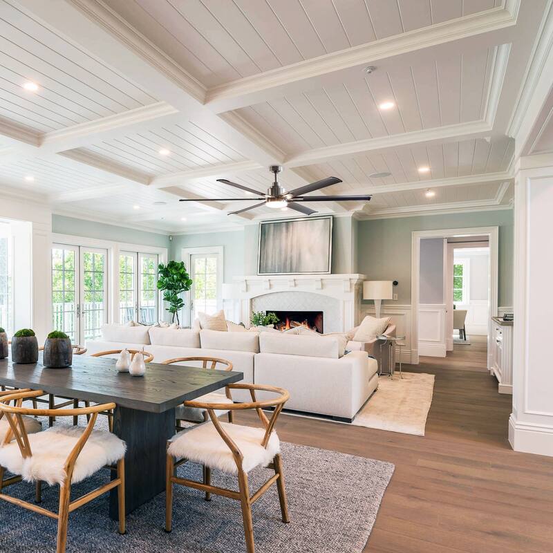 Industrial 72-inch Alumium 6-Blade Brushed Chrome LED Ceiling Fan with Remote and Light Kits - 72-in W x 17.8-in H