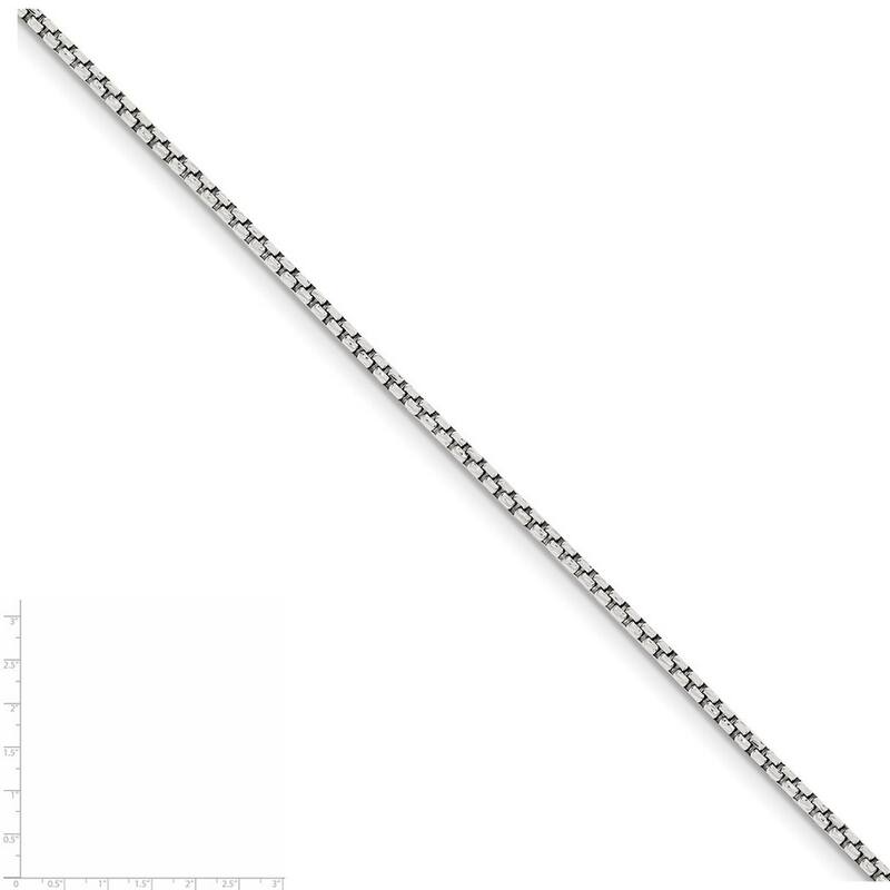 Curata 925 Sterling Silver 2mm Half Round Diamond Cut Fancy Box Chain Necklace