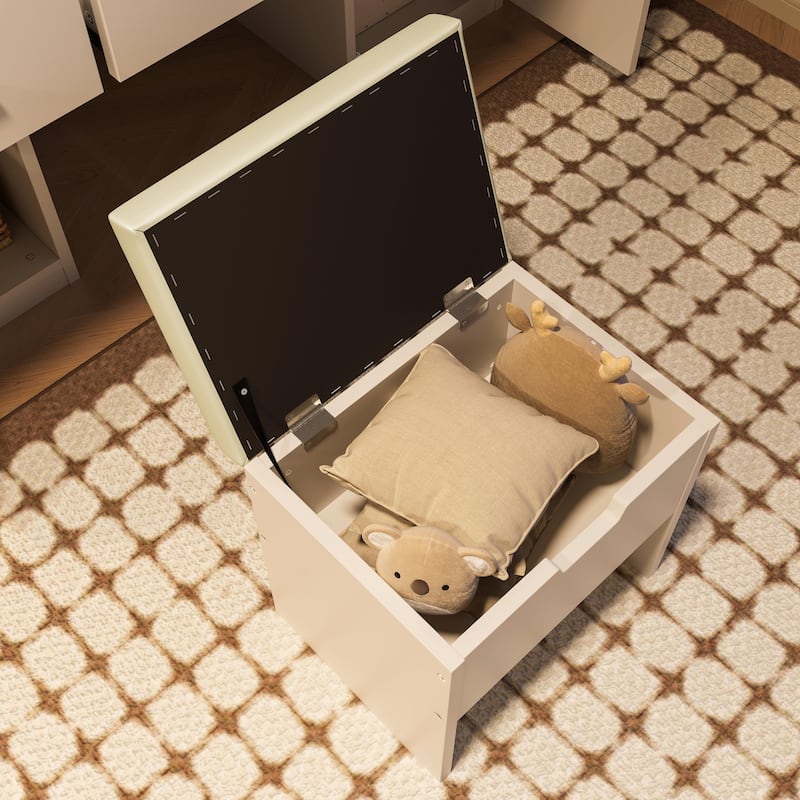 47.2" Makeup Vanity with Mirror & Light - Vanity Desk with Cushioned Storage Stool