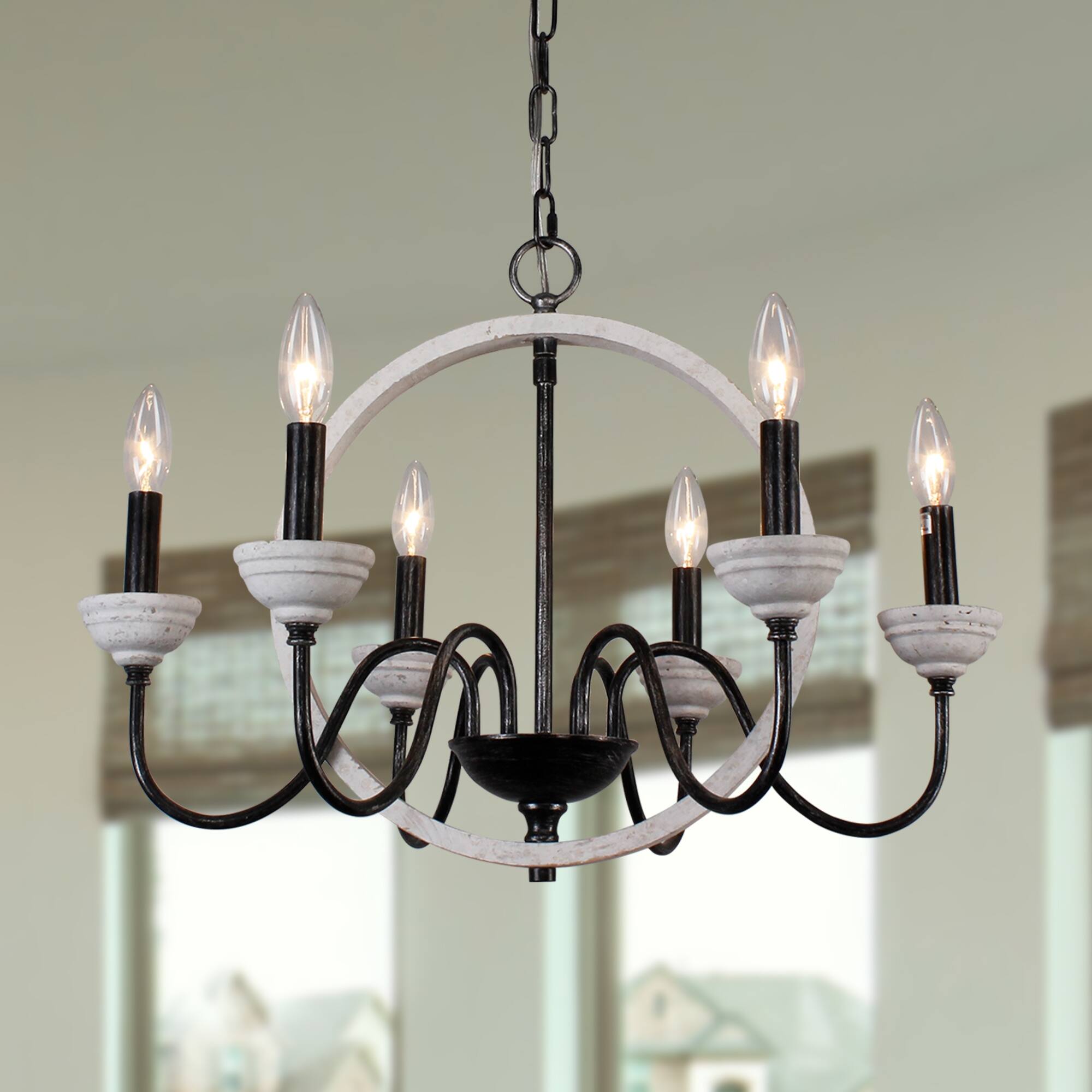 Cusp Barn French Country Chandelier 6-Light Farmhouse Rustic Candle ...