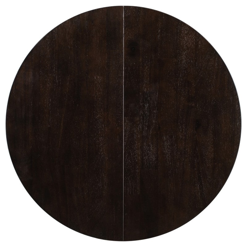 Farmhouse Round Extendable Dining Table with 16" Leaf Wood