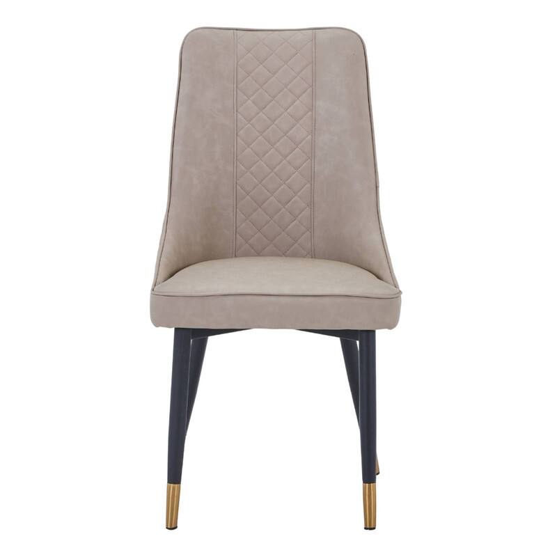 Allure Modern High Back Fabric/Leather Upholstered Dining Chairs with Oak Wood Legs and Diamond Stitching (Set of 2)