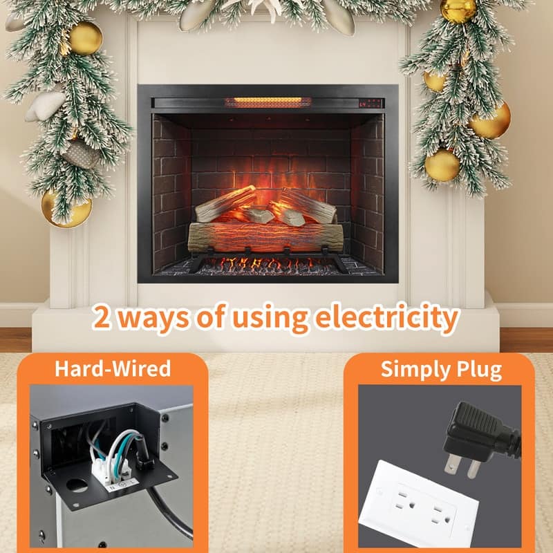 18/23/33 Inch Electric Fireplace Insert Ultra Thin Heater with Set Realistic Flame Touch Remote Control Overheating Protection