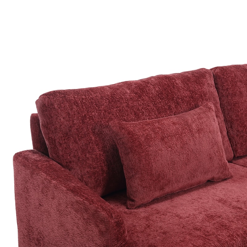 Red 68.9'' Chenille 2-Seater Sofa with Detachable Cushions
