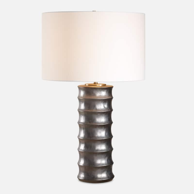 Scalloped Table Lamp with Drum Shade - 28.5"