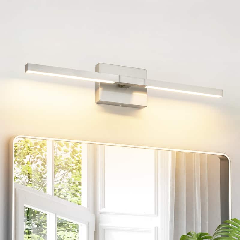 23.6" W Modern Matte Black/Stained Nickel 3000K Dimmable LED Bathroom Vanity Wall Light