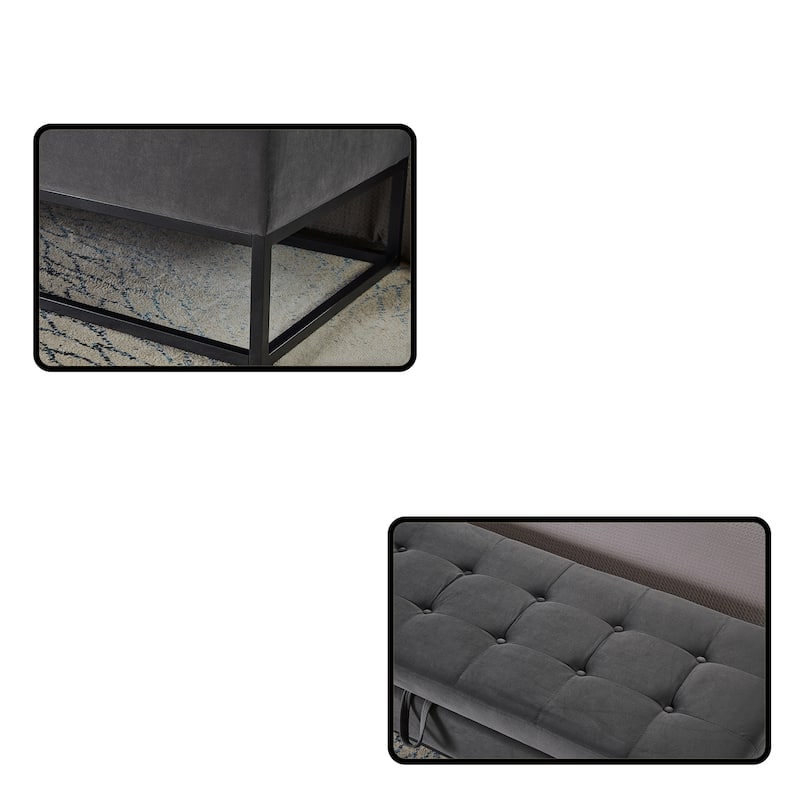 Metal Base Bed Bench with Storage