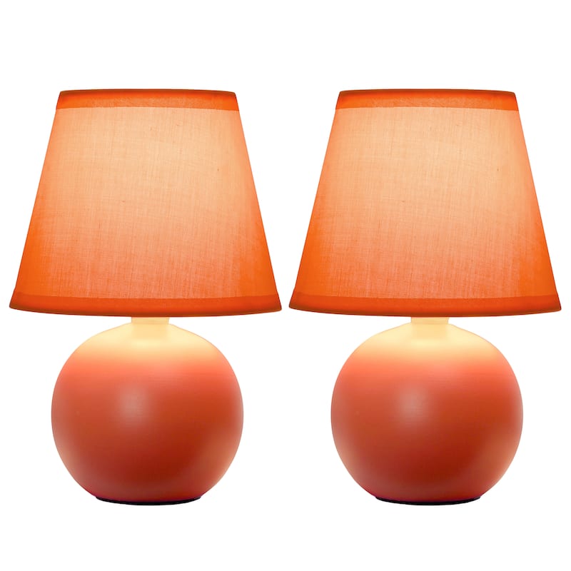 8.66" Petite Orb Lamp Two Pack Set w Matching Fabric Shade