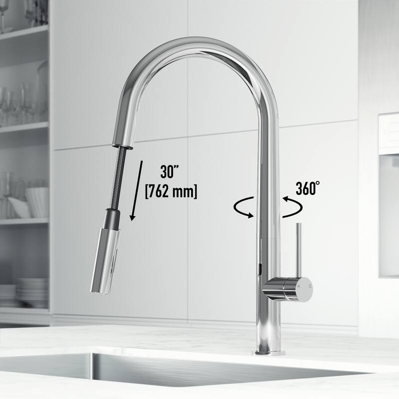 VIGO Greenwich 18" H Single Handle Pull-Down Sprayer Kitchen Faucet with Touchless Sensor