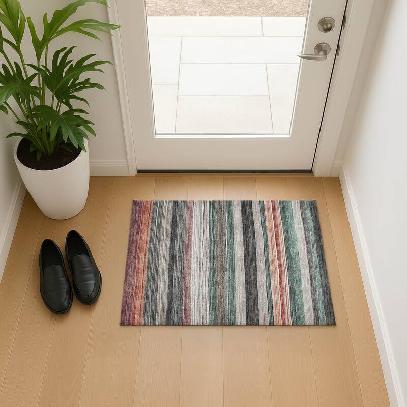Premium Washable Super Soft Striped Mayfield Rug - Seafoam - 1'8" x 2'6"