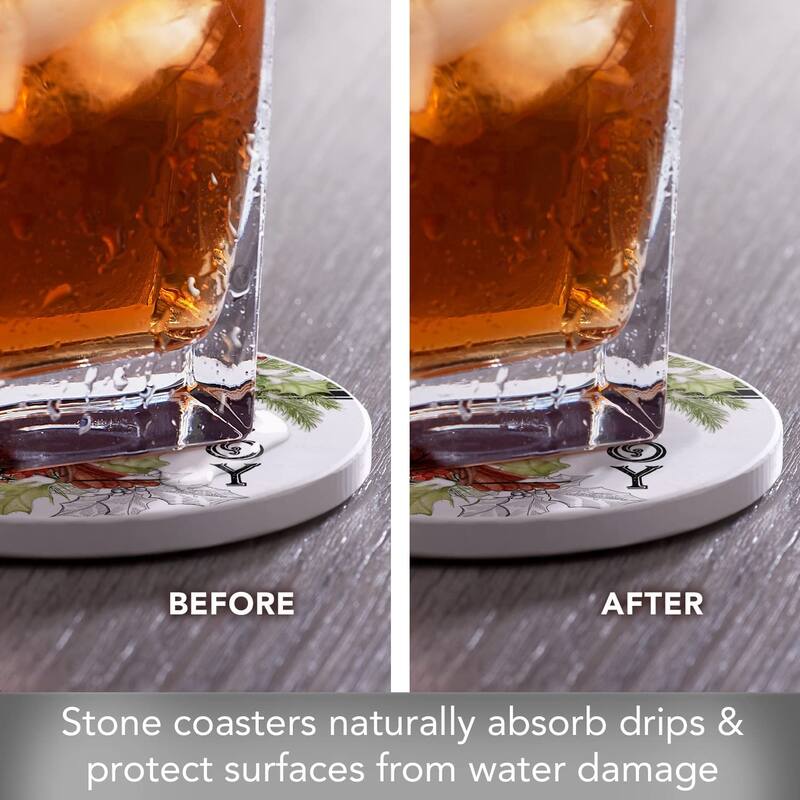 CounterArt Cardinal Plaid Absorbent Stone Tumbled Tile Coaster Set of 4 Made in The USA Protective Cork Backing
