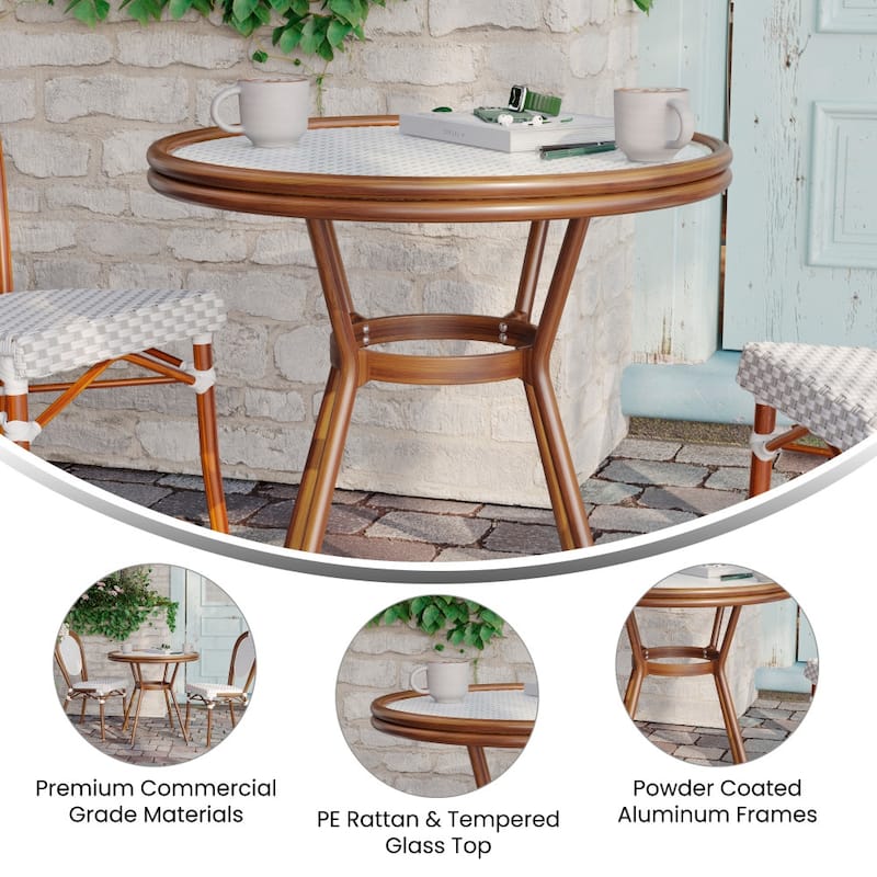 Indoor/Outdoor Commercial Glass Top Bistro Table