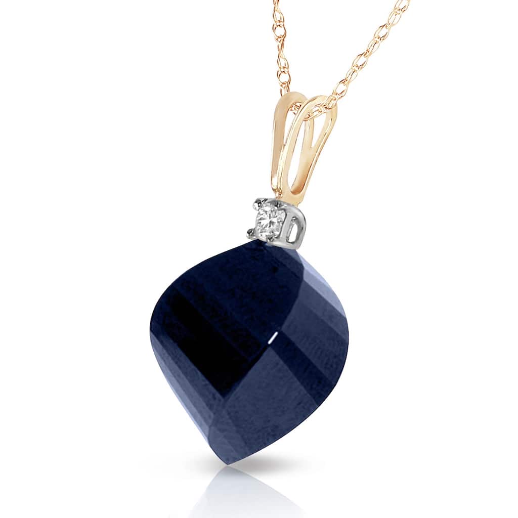 15.3 Carat 14K Solid Gold Necklace Diamond Twisted Briolette Sapphire