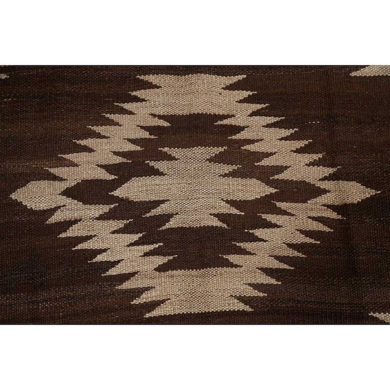 Geometric Tribal Natural Dye Kilim Oriental Wool Area Rug Hand-woven - 4'8" x 6'8"