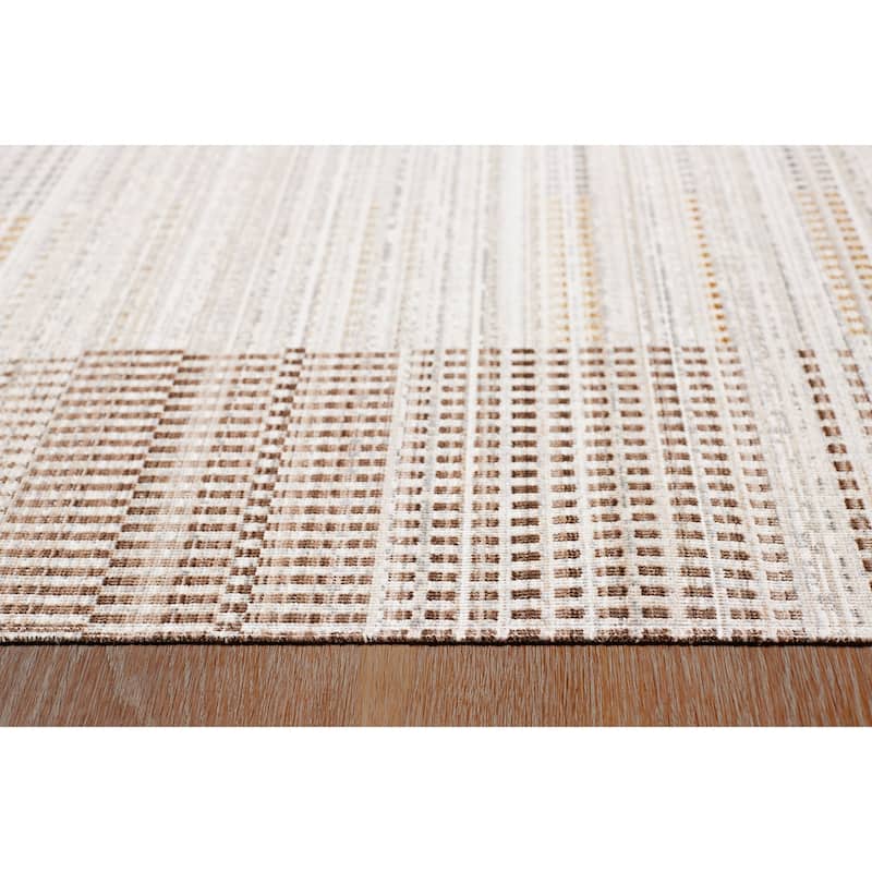 Terra by Obeetee Ava Grid Neutral Rug