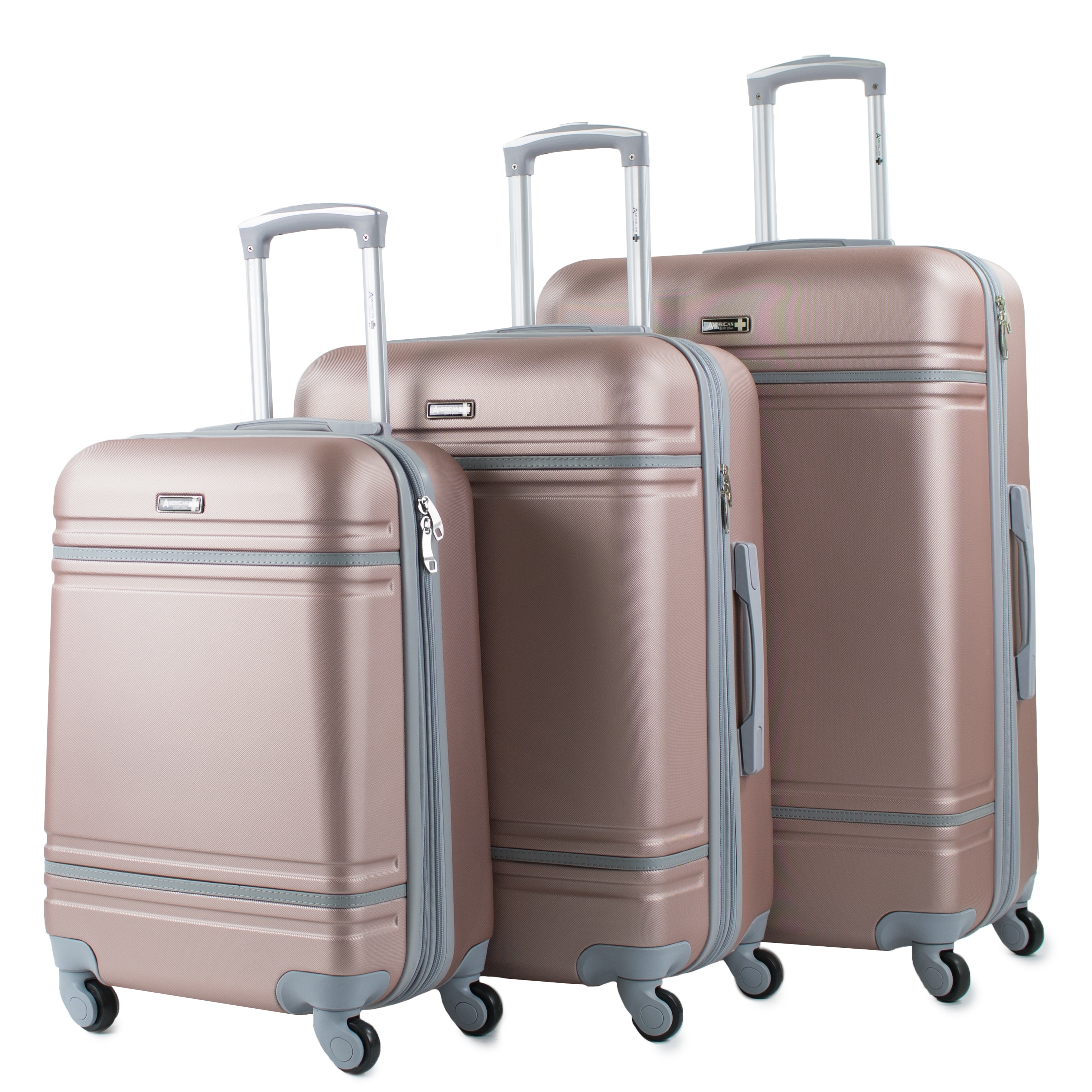 American Sport Plus Varsity 3 Piece Expandable Spinner Luggage Set Overstock 21724179