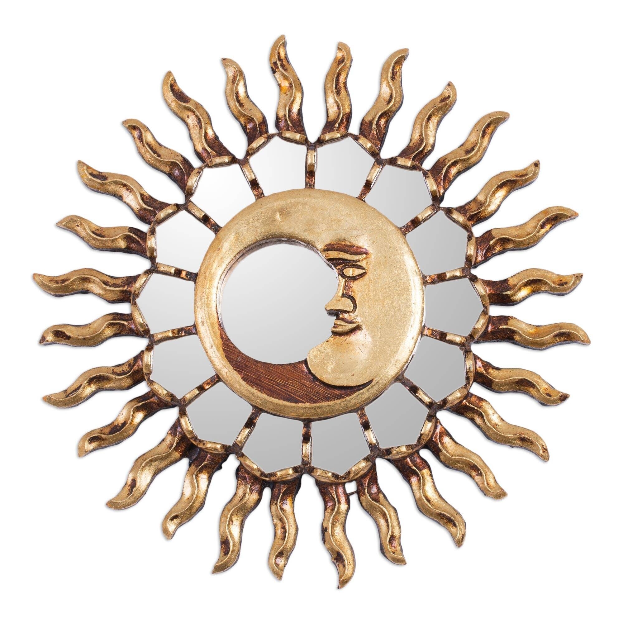 Handmade Bright Eclipse Bronze leaf wall mirror (Peru)