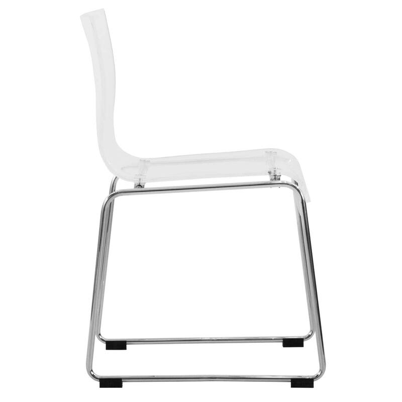 LeisureMod Lima Modern Acrylic Dining Chair with Chrome Base Set of 2