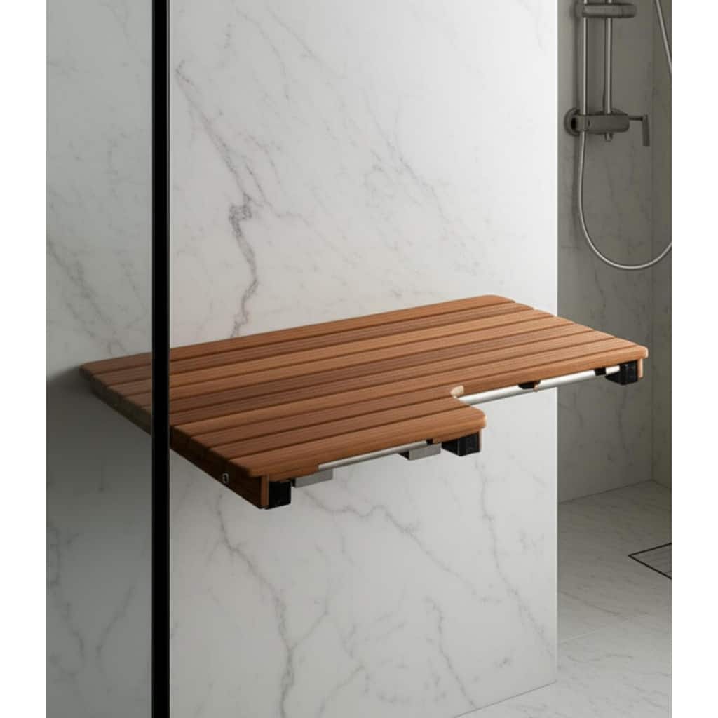 14" X 30" Brown Teak Rectangular Shower Bench