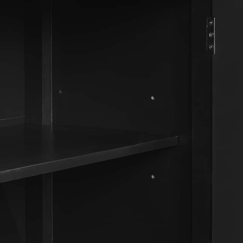 63-Inch Four-Door Sideboard - Geometric Patterned Design with Vintage Metal Handles, Narrow Entryway Table for Living Room