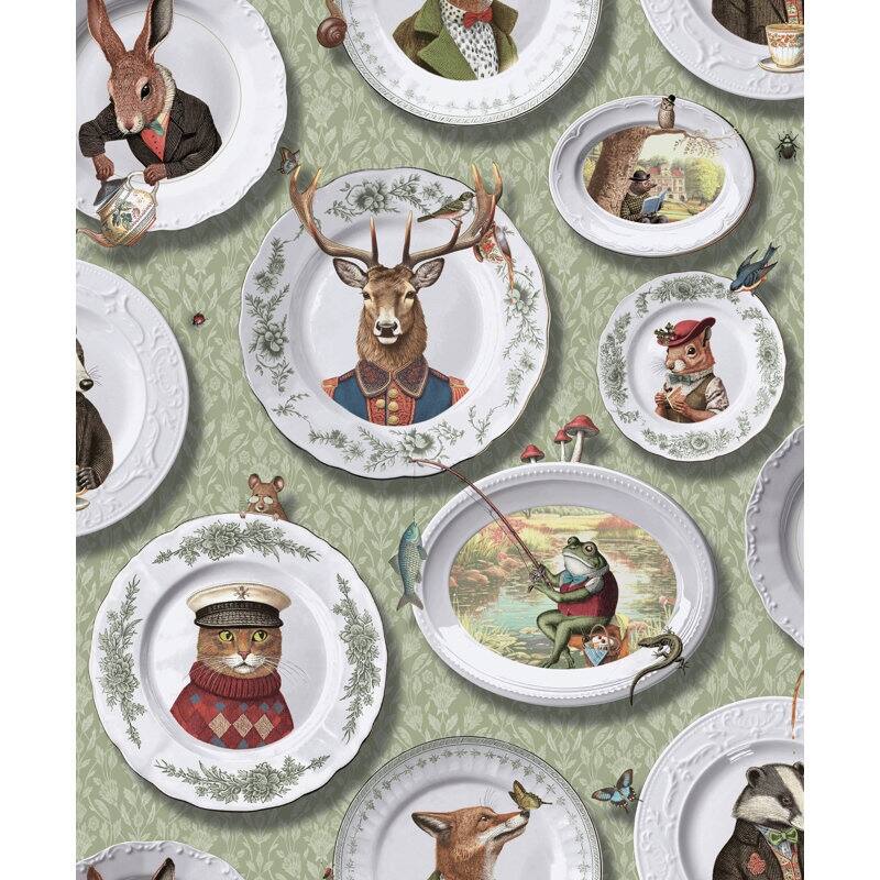 Tales of the Manor Non-Pasted Wallpaper - Covers 56 Square Feet - Sage Green