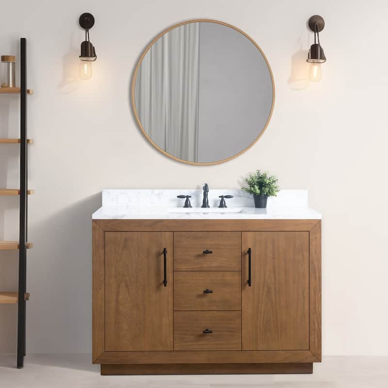 Vanity Art Bathroom Vanity with Sink and Top - 48" - Tan/Engineered Marble
